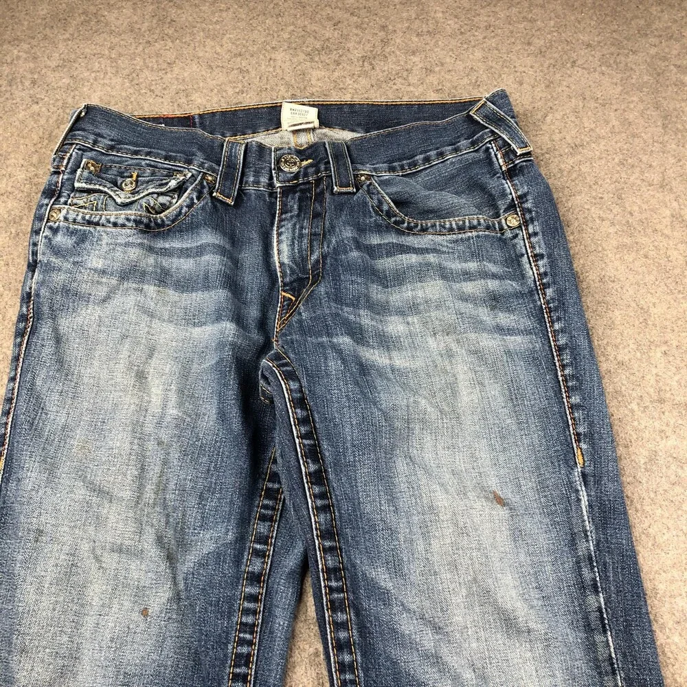 True Religion Billy Jeans Mens 33x34 Blue Medium Wash Bootcut USA Denim Pants